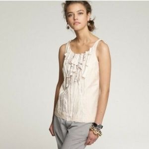 J. Crew Loulie Ivory Cotton Silk Ruffle Blouse 0